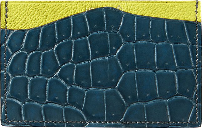 Hermes Lanyard Card Holder Graphite Matte Porosus Crocodile / Etoupe Epsom  Petit h