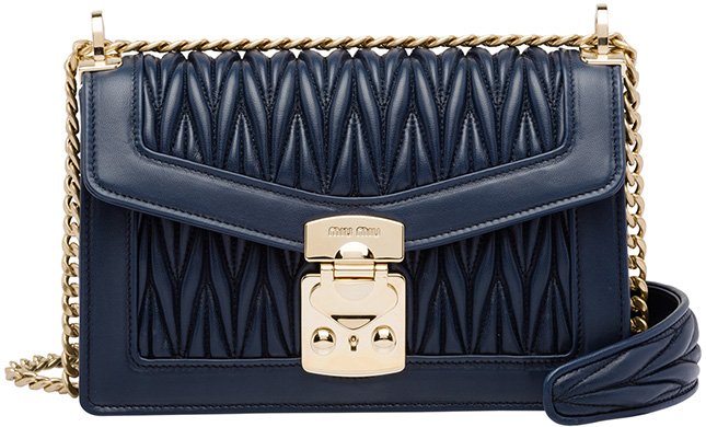 Miu confidential leather handbag Miu Miu Blue in Leather - 31012399
