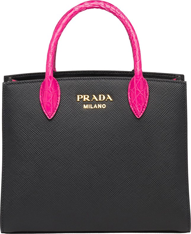 Prada Saffiano Bag With Crocodile Handle | Bragmybag
