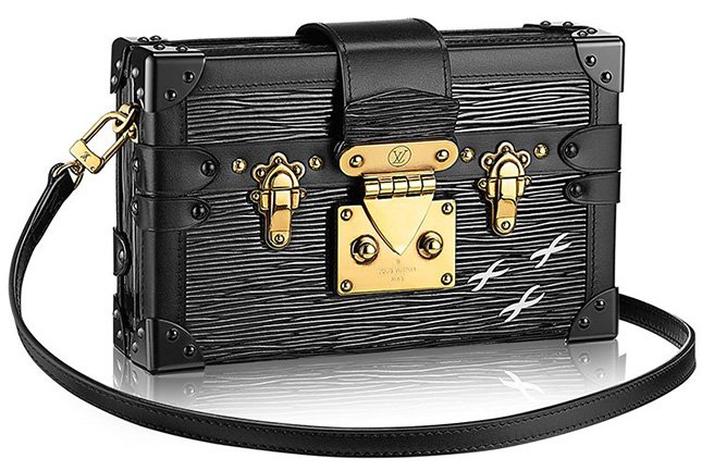 Louis Vuitton Petite Malle Epi Bag in Black with Golden Brass Hardware