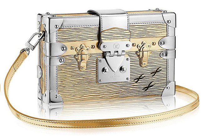 Louis Vuitton Petite Malle Bag in Damier Ebene with Golden Brass Hardware