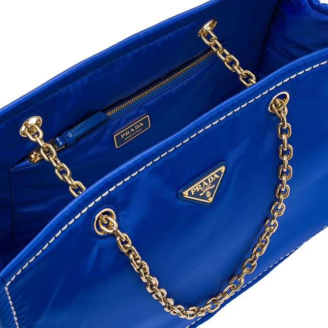 Prada Blue Quilted Nylon Chain Shoulder Bag Navy blue Cloth ref.128842 -  Joli Closet
