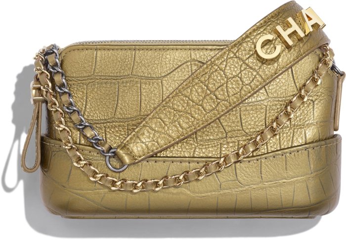 Chanel Croc-Embossed Gabrielle Clutch 