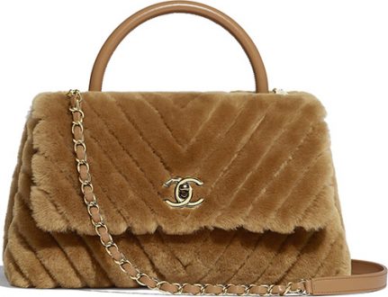 Chanel Shearling Chevron Coco Handle Bag thumb