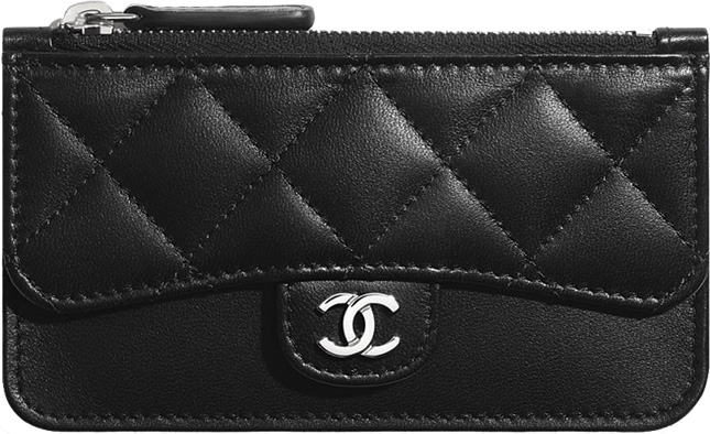 CHANEL Flap Zip Card Holder Quilted Caviar