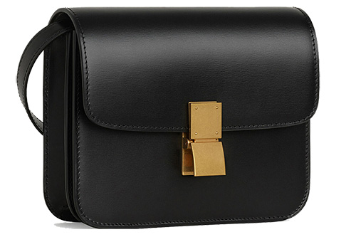 CELINE Classic Box Medium Calfskin Leather Crossbody Bag Black