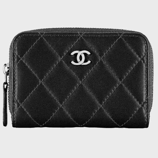CHANEL CHANEL CHANEL 19 Zip Coin Purse CC Mark AP0949 Coin Case Leather  Gray