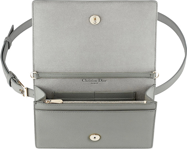 CHRISTIAN DIOR Grained Calfskin 30 Montaigne 2 in 1 Pouch Grey 1302609