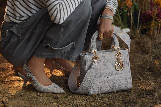 Medium Lady D-Lite Bag Grey  Womens Dior Handbags ⋆ Rincondelamujer
