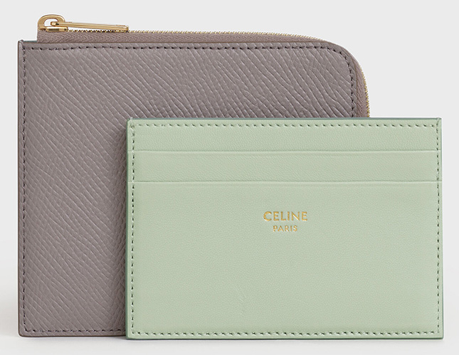 Celine Zipped Card Holder Case Coin Purse Wallet Blue Calfskin size W7 x  H11cm
