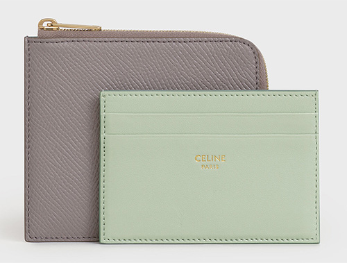 Celine, Bags, Celine Zipped Compact Grained Calfskin Leather Card Holder Wallet  Green