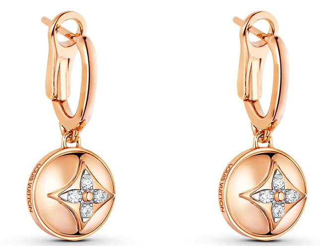 Shop Louis Vuitton B blossom earrings, pink gold, white gold and
