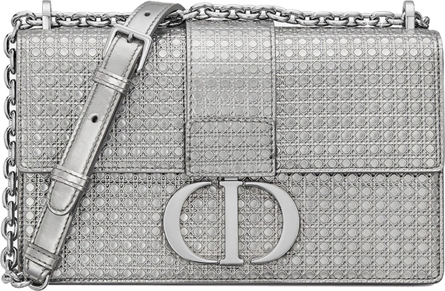 Christian Dior 30 Montaigne 2-in-1 Pouch Micro Cannage Metallic Calfskin  Gray 2346973