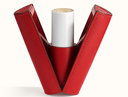 HERMES Grained Madame Calfskin Lipstick Case with Mirror Gold
