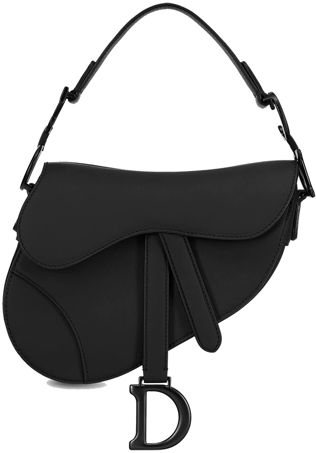 christian dior black leather saddle bag