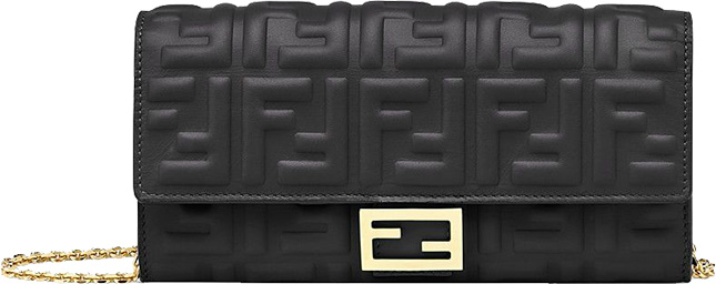 Baguette Continental Wallet With Chain - Black nappa leather