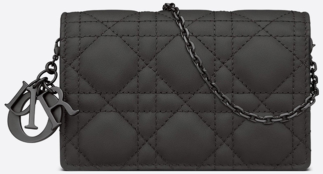 Dior, Bags, Christian Diorultra Matte Calfskin Nano Saddle Chain Pouch  Black