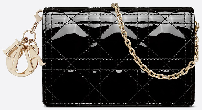 Christian Dior Lady Dior Nano Card Holder Chain Pouch Cannage