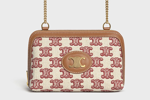 Celine Clutch With Chain Triomphe Canvas Lambskin White/Tan – Coco Approved  Studio