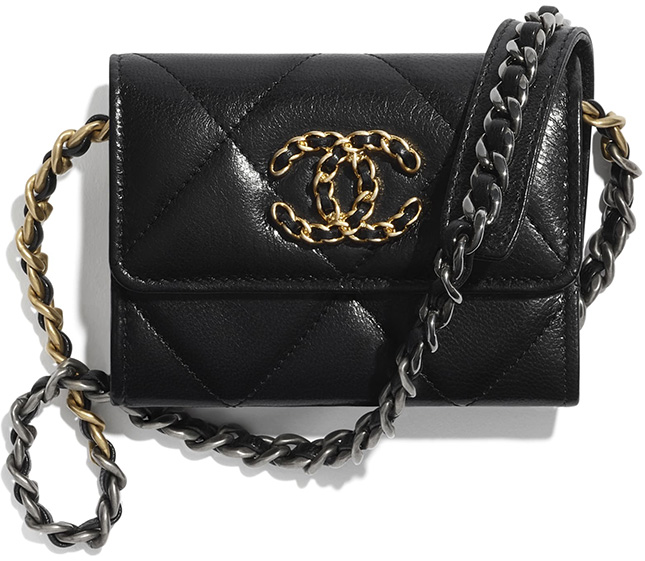 Chanel Flap Coin Purse With Chain Black Quilted Lambskin