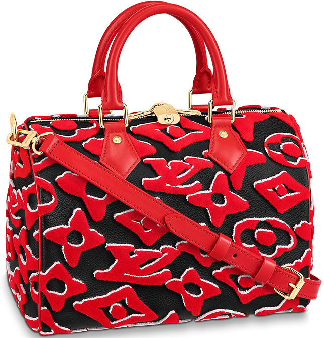 Louis Vuitton LVxUF Urs Fischer Red Monogram Speedy Bandouliere 25 Strap Bag  59lvs12