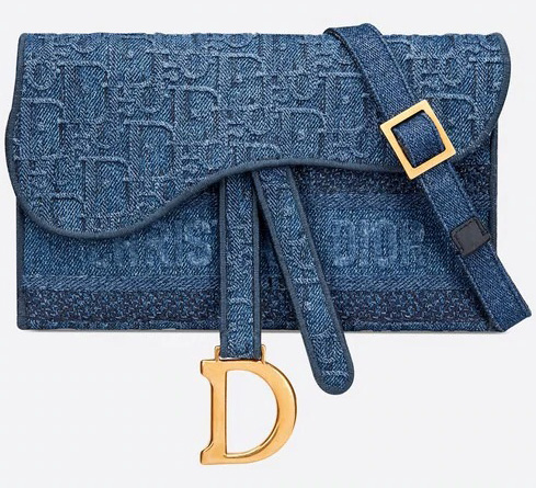 Blue Dior Oblique Saddle Slim Belt Pouch – Designer Revival