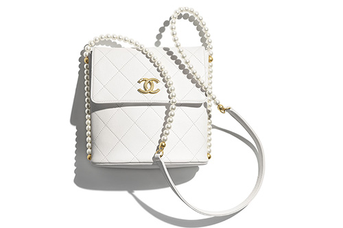 Chanel Beige Quilted Calfskin Small Pearl Chain Hobo, myGemma, FR
