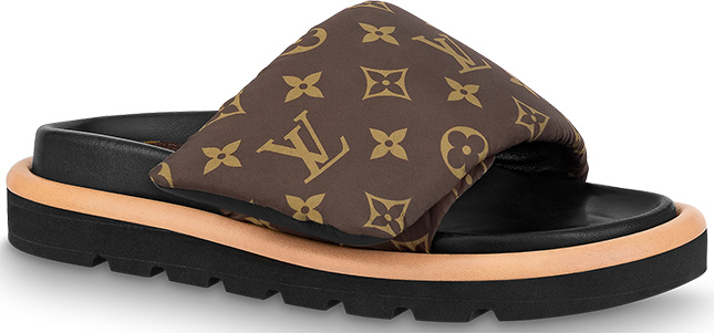 Shop Louis Vuitton MONOGRAM Classic LV Sunset comfort flat sandal