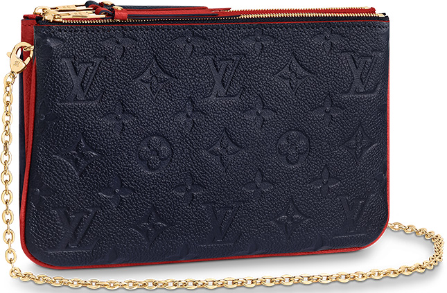 Louis Vuitton FRANCE Damier Azur Double Zip Pochette Pouch Cluch Bag Strap  $1350