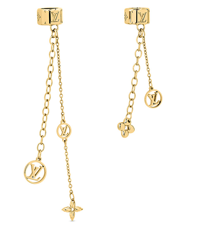 Louis Vuitton, A pair of Nanogram hoop earrings. Marked Louis