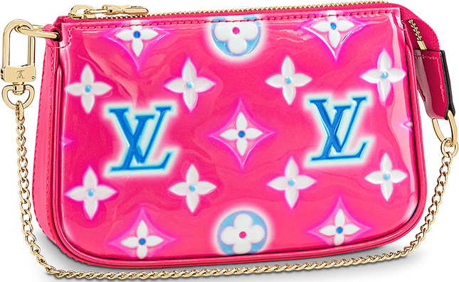 Louis Vuitton Vernis Valentine Mini Pochette Accessories Baby Blue Neon w/  Tags - Blue Mini Bags, Handbags - LOU628225