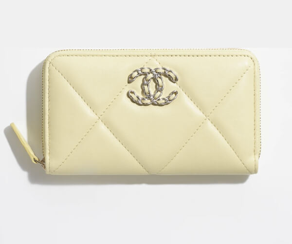 Chanel Quilted Lambskin Chanel 19 Zip-Around Coin Purse
