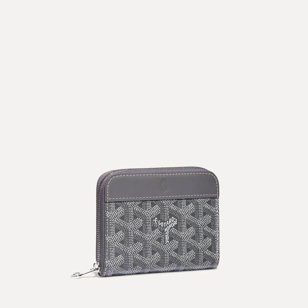 Goyard Matignon Zip Wallet Coated Canvas with Leather PM Gray 2269964