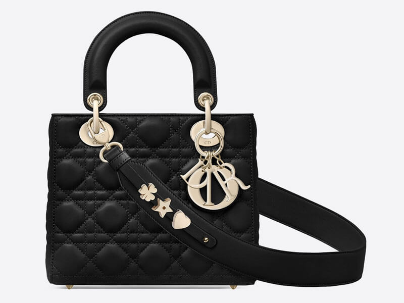 Túi Medium Lady Dior Bag màu đen cannage da cừu GHW best quality